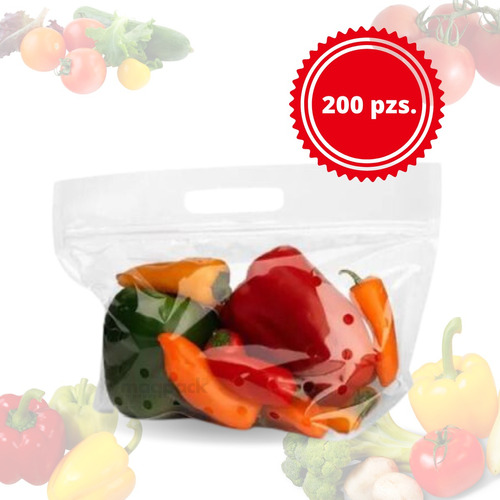 200 Bolsa Frutas Y Verduras Con Cierre Y Perforaciones 500gr