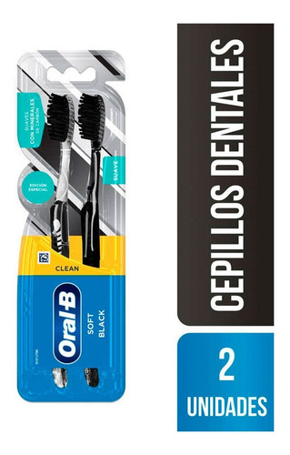 Imagen 1 de 7 de Cepillo Dental Oral B Soft Black Con Minerales Carbon X 2 Un