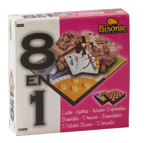 Bisonte 8 Juegos En 1 (ludo, Ajedrez,generala, Palitos, Etc)