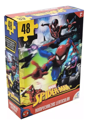 Rompecabeza Lenticular 3d Spiderman Marvel Puzzle Niños 48pz