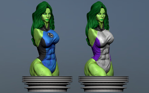 Busto She Hulk Y She Hulk Fantastic Four Mode- Escultura