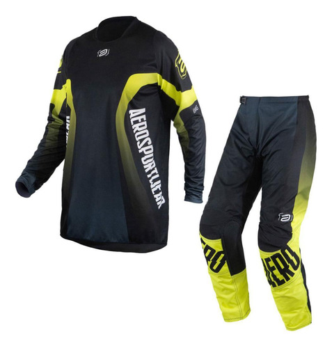 Roupa Motocross Trilha Kit Asw Image Way 2024 Preto/amarelo