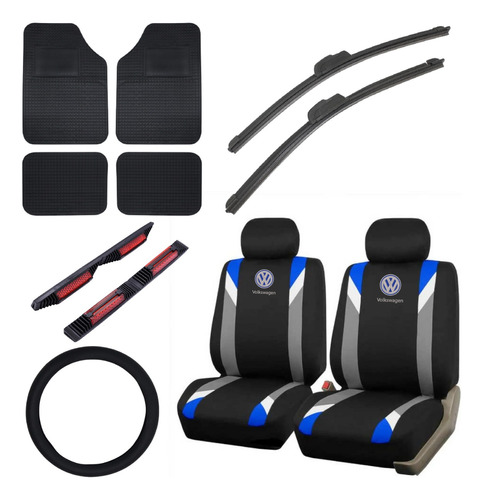 Cubreasiento Tela Azul Volkswagen+ Juego Alfombras+ Regalos 