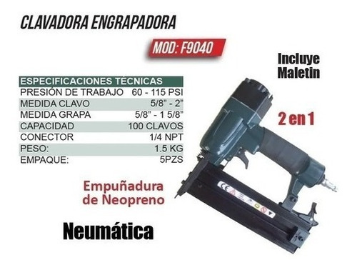 Clavadora Y Engrapadora Neumática Cal 18 Oakland F9040