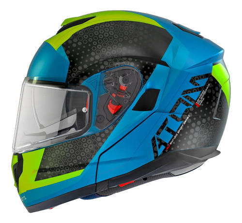 Casco Abatible Moto Mt Helmets Atom Sv Adventure Azul/ Neon