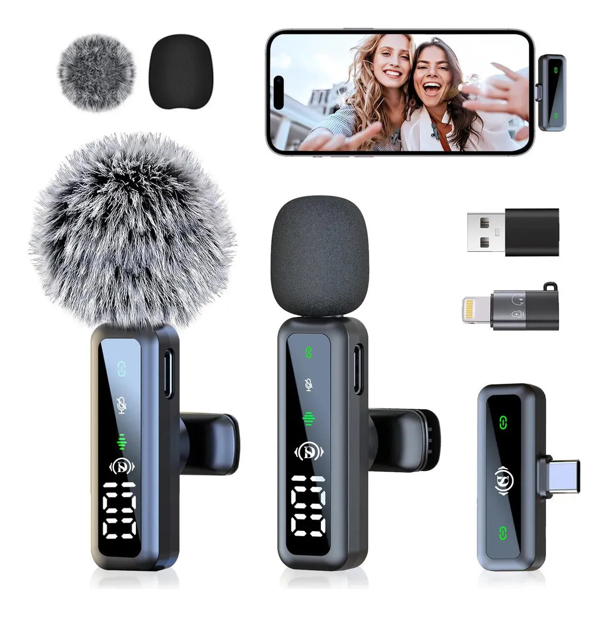 Micrófono Lavalier Inalámbrico SODOCT H67 con Reducción de Ruido para iPhone y Android