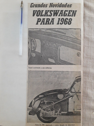 Recorte Jornal Antigo Matéria Reportagem Vw Fusca Kombi 1968