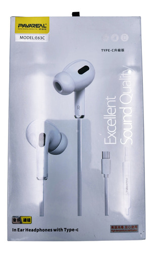 Auriculares Manos Libres Pavareal E63c Tipo-c Blanco