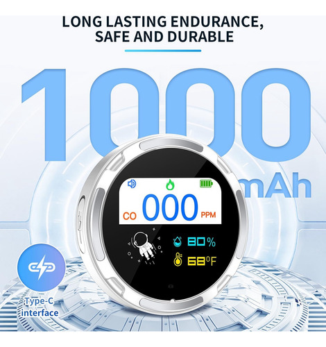 Detector De Alarma De Monóxido De Carbono Hd10 Portátil Domé