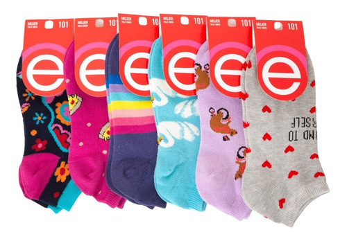 Pack X 6 Pares Soquetes Estamp. De Mujer Elemento Art 101