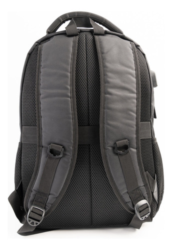Mochila Porta Notebook Urbana Travel Blue Mid City Color Gris Diseño De La Tela Liso