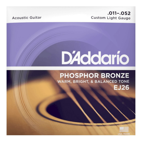 Encordoamento Daddario Ej26 Violão Aço 011 Phosphor Bronze