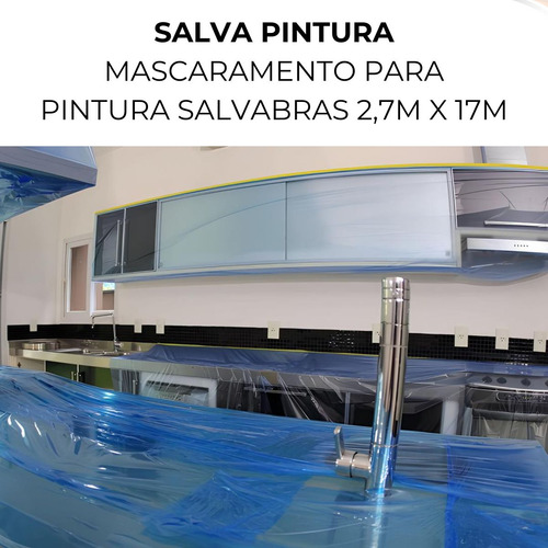 Salva Pintura 2,7m X 17m Mascaramento Para Pintura Salvabras