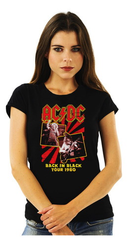 Polera Mujer Acdc Tour Back In Black 1980 Rock Abominatron