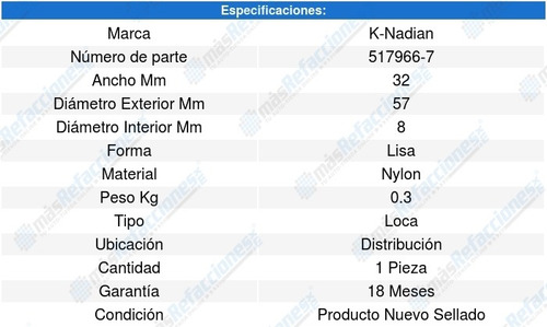 Polea Guia Distribucion 301 L4 1.6l 12-19 K-nadian 8592892