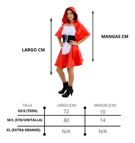 Imagen 2 de 9 de Disfraz Caperucita Roja Clasica Dama