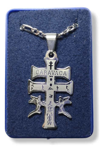 Cruz De Caravaca Acero Quirurgico + Cadena Acero Q + Estuche