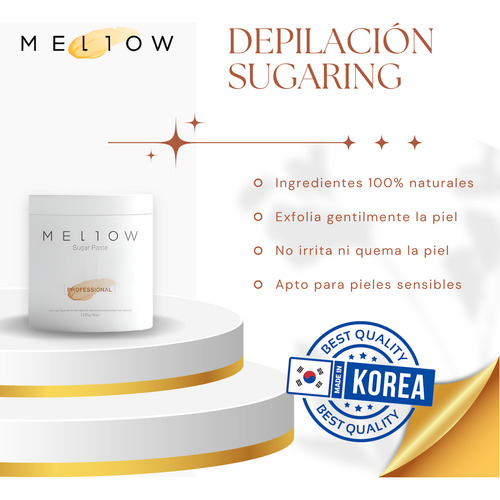 Mellow Depilación Coreana Pasta De Azúcar Normal 1.2 Kg