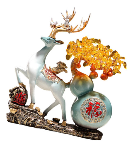 Escultura De Ciervo Feng Shui, Adorno De Mesa, Artesanía De