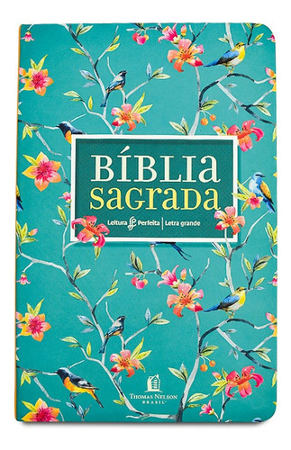 Livro Bíblia Nvi, Couro Soft, Flores, Letra Grande, Leitura