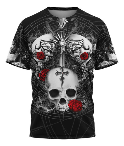 Camiseta Unisex Skulls And Flowers Tl07 Skull Art