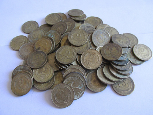 Lote 100 Monedas 2 Centecimos Escudo Bronce Muchos Años 