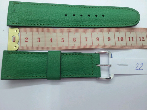 Malla Para Reloj Cuero Verde Lisa 22mm