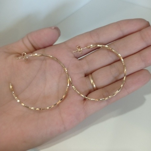 Aros Argolla En Forma De Cadena  Eslabón Baño Oro 18k