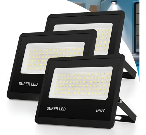 Kit 3 Refletor Led 300w Holofote Bivolt Ip67 Externas 6500k