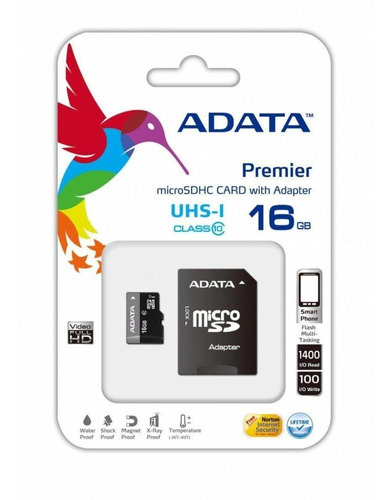 Memoria Micro Sd Adata Pemier Pro Uhs-i U1, 16 Gb, 30 Mb/s, 