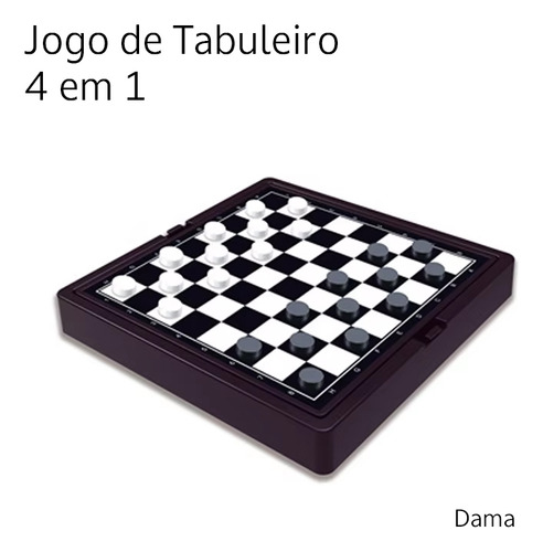 Jogo De Tabuleiro 4 Em 1 - Xadrez, Dama, Ludo E Escada