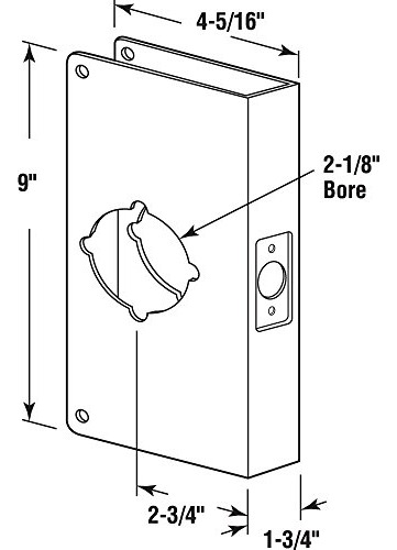 Refuerzo Puerta Empotrada Acero Inoxidable 2-3/4puLG