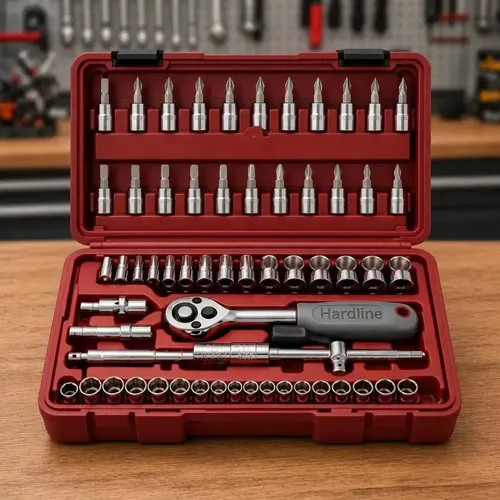 Kit Ferramentas 46 Peças Com Soquetes e Chaves Para Carro e Casa Hardline Vermelho