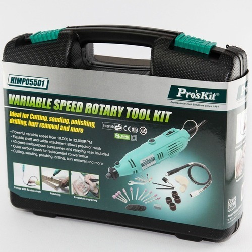 Imagen 6 de 10 de Minitorno Mini Torno 40 Pzs Uso Profesional Proskit Pt-5501i Potente Herramienta Multiuso Con Accesorios Y Kit Completo
