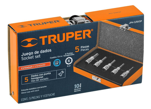 Juego Dados Punta Hexagonal 3/16 A 5/16 Cuadro 3/8 5pz 13951