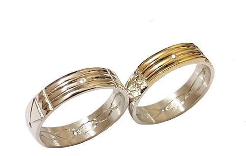 Par Anillos Atlante 1 En Plata 925 Y Oro 18k 1 En Plata 925