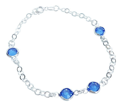 Pulseira Prata Azul Luxo Prata Legítima Mulher Presente