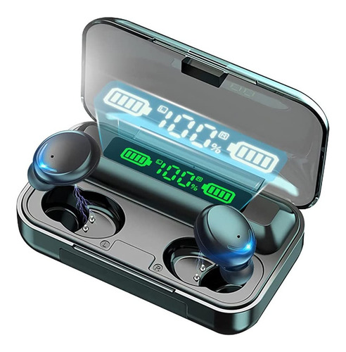 Auriculares in-ear inalámbricos F9 negro con luz LED