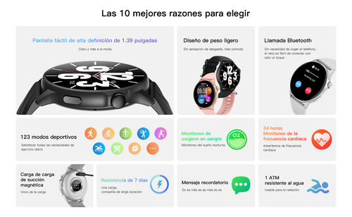 Reloj Inteligente Mujer Hombre Bluetooth Llamada Smartwatch