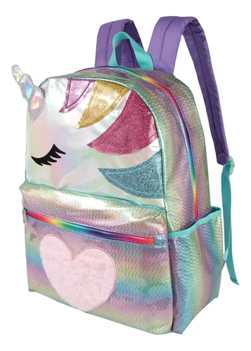 Mochila Holográfica Impermeable De Unicornio Arcoíris Emma &