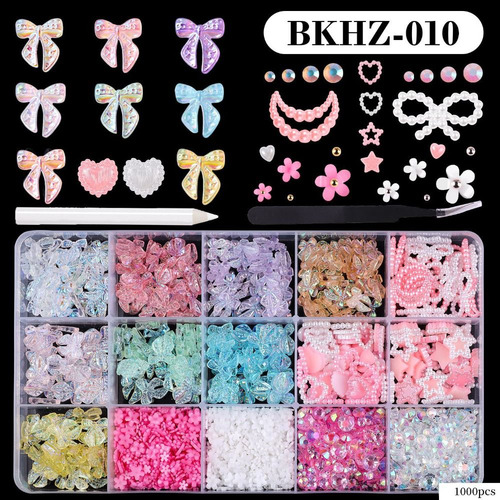 Encantos 3d Uñas Perlas Accesorios Moño Aplanados