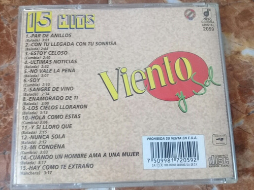 Grupo Viento Y Sol 15 Hits Cd Disa | Meses sin intereses