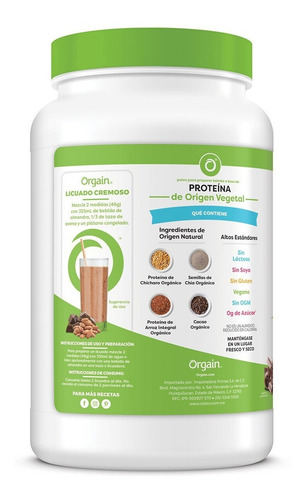 Proteína Orgánica Polvo Sabor Chocolate Orgain 1.242 Kg