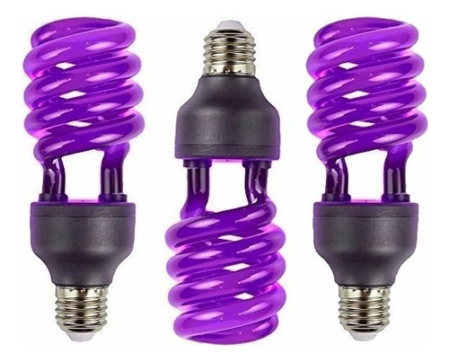 Pack 3 Ampolleta Ultravioleta Espiral E27 Luz Negra