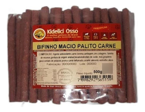 Bifinho Macio Palito - Kidelici Osso - Sabor Carne - 500g