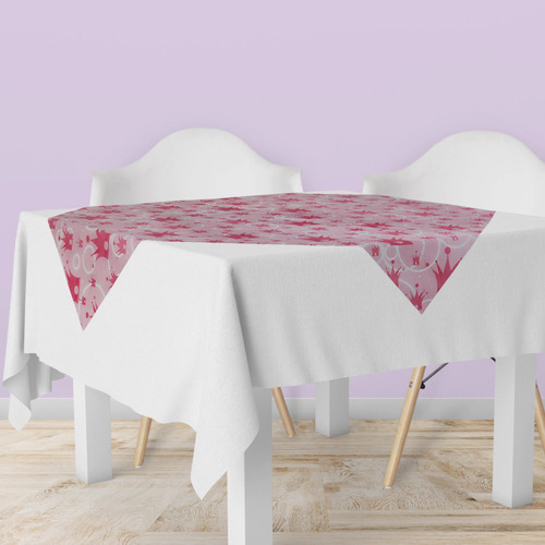 6 Toalha Mesa Tnt Festa Estampado Princesa Rosa 70x70