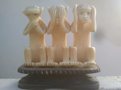 Escultura De Marfil , Los 3 Monos Sabios 