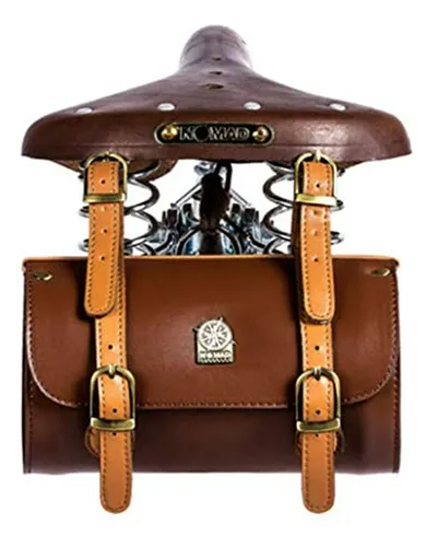 Bolso Manillar Bicicleta Retro Impermeable Cuero Pu Marrón O