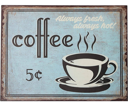 5 Cent Coffee Retro Vintage Tin Bar Sign Country Home D...