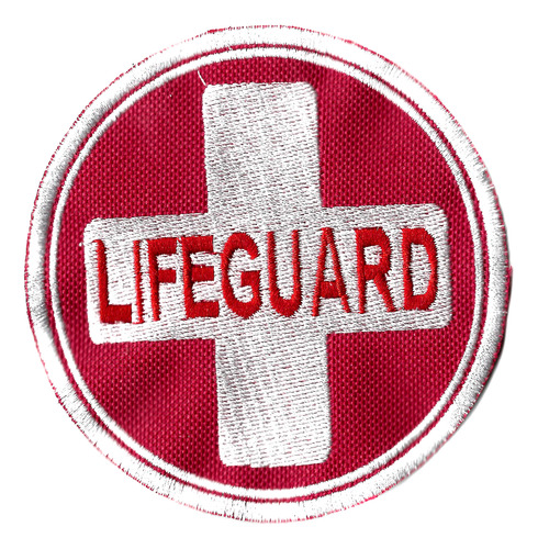 Parche Bordado Lifeguard Fondo Rojo Chico 10cm